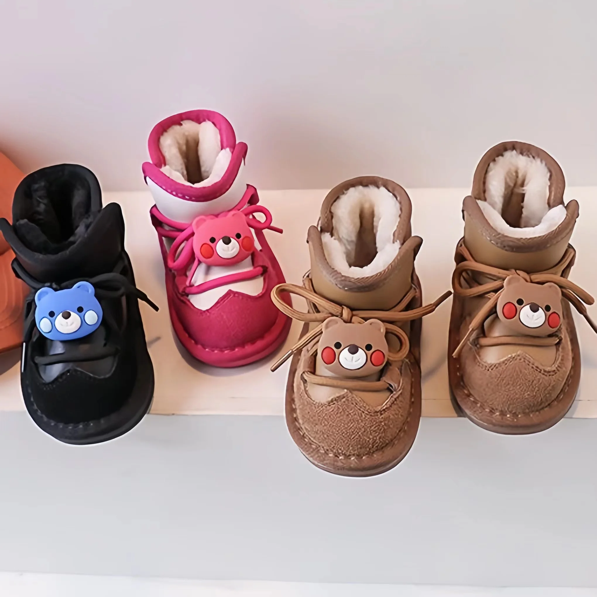 2023 Нови модни детски Зимни обувки с анимационни плюшем, Удебелена детски Зимни памучен обувки на не-хлъзгава подметка, За момчета и момичета, Топли обувки Изображение 5