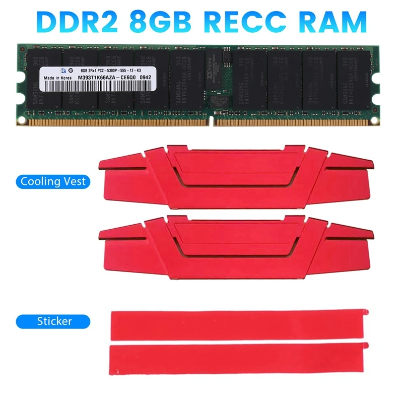 DDR2, 8 GB 667 Mhz RECC RAM + Охлаждащ Жилетка PC2 5300P 2RX4 REG ECC / Сървър Памет RAM За работни станции Изображение 0