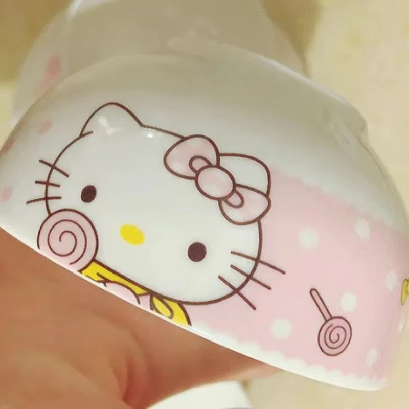 Kawai Санрио Аниме Hello Kitty Керамични Съдове Студентски Скъпа Мультяшная Кукла Керамична Купа Чиния Набор От Суповых Мисок Комбинация Комплекта Изображение 5