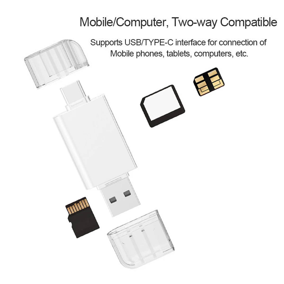 USB-C Type C / от USB 2.0 NM до Nano Карта памет TF четец за карти Micro-SD карти за мобилни телефони и лаптопи Huawei Изображение 2