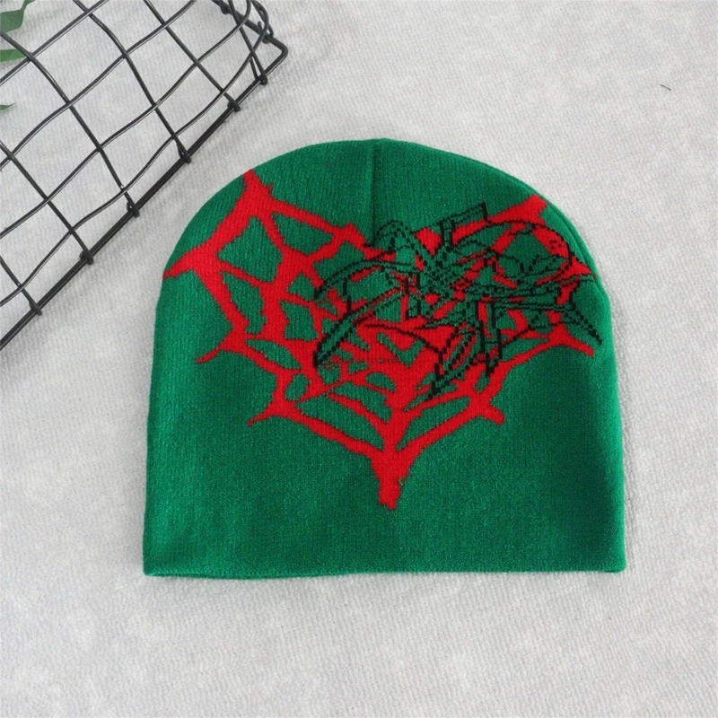 Готическата вязаная шапчица-бини за Хелоуин, шапка Унисекс с Паяжини във формата на Сърце, костюм паяк Изображение 1