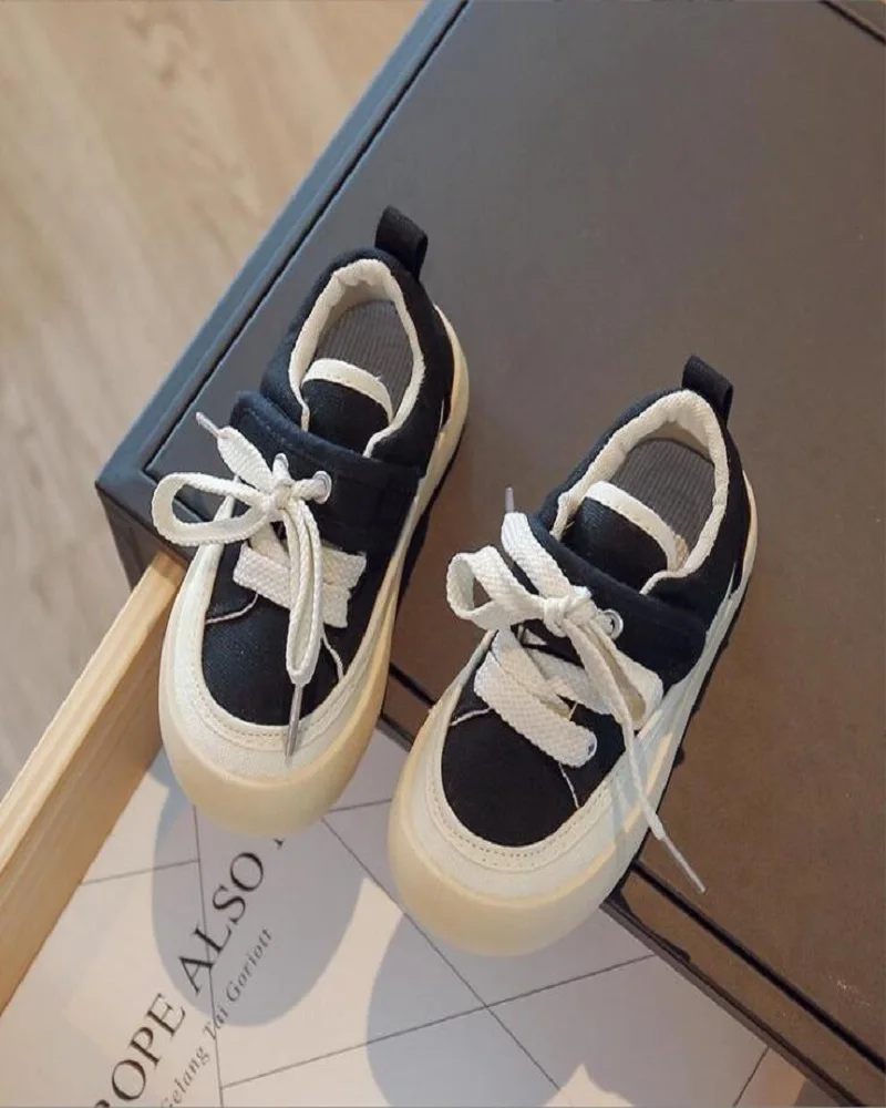 Детска парусиновая обувки 2023, през Есента на тъканта, обувки за момчета, Мека подметка, Корея, ежедневни обувки за момичета, обувки за бебета, Размер 21-32 Изображение 0