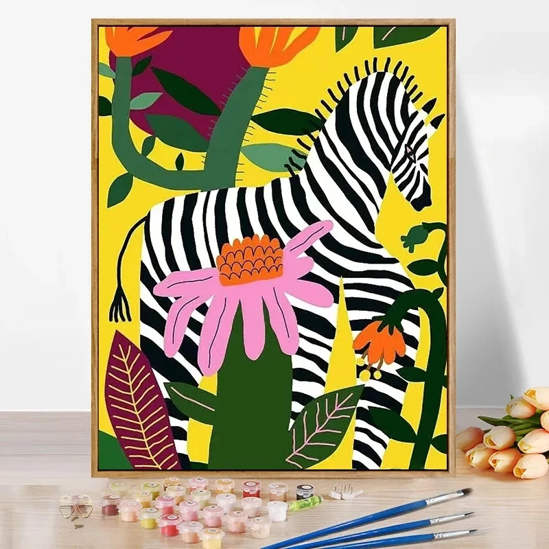Дигитална картина с маслени бои от животни от Африка на Amazon, ръчно рисувани с акрилни бои Изображение 2