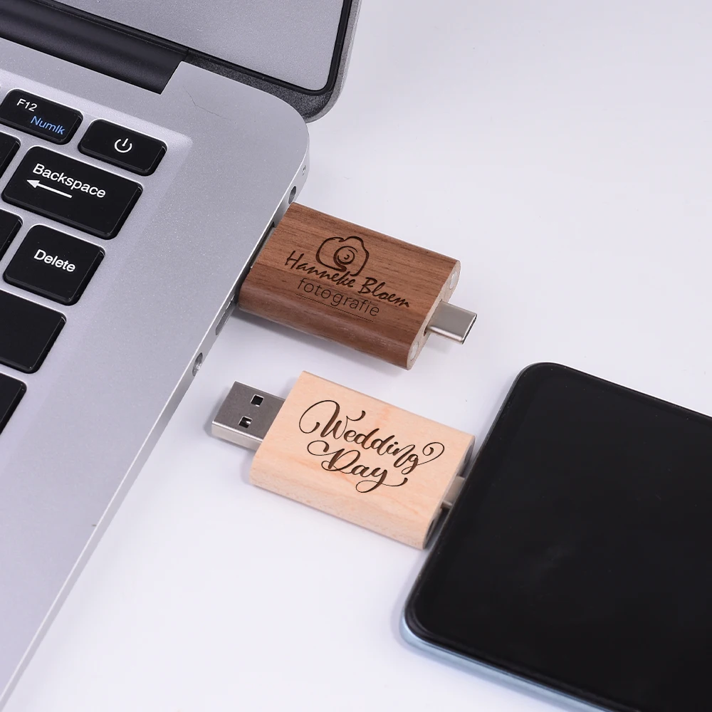 Дървени флаш памети TYPE-C USB 3.0 128 GB Безплатно Флаш памет С Логото на Креативен Бизнес Подарък U-диск, 64 GB Бамбук Карта Памет от 32 GB U-диск Изображение 5