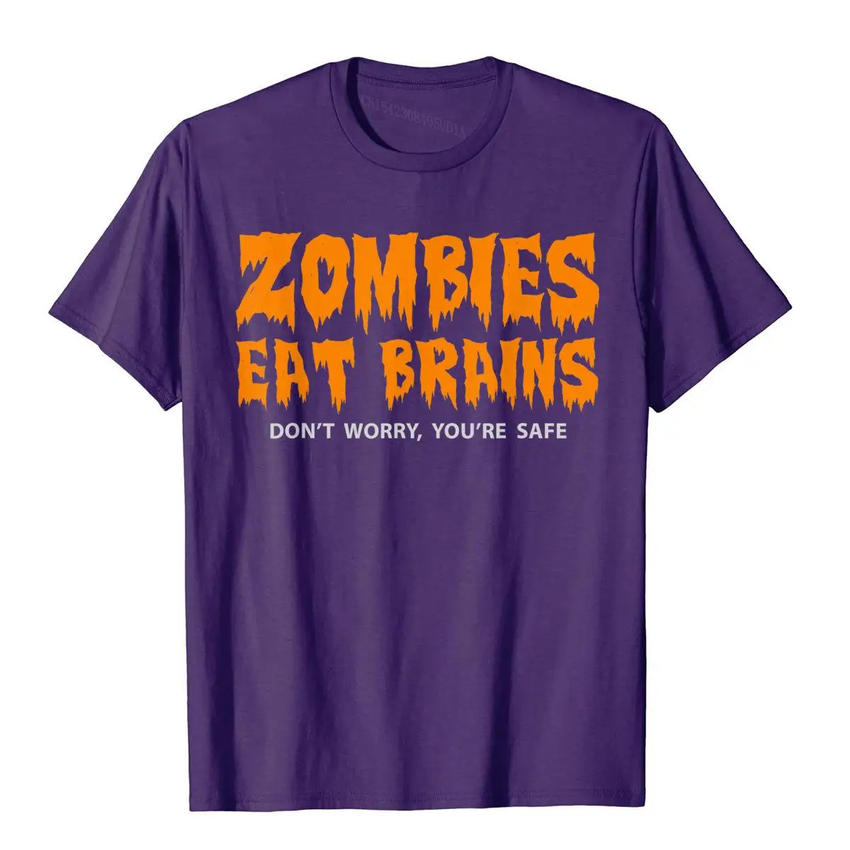 Зомбита яде мозък, да ти е в безопасност Забавна тениска на Хелоуин, тениска, хип-хоп памук, с елегантен дизайн, модерен мъжете Изображение 1