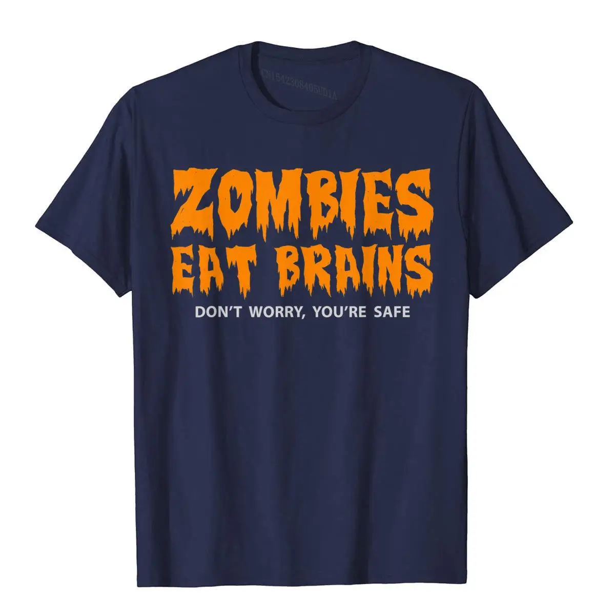 Зомбита яде мозък, да ти е в безопасност Забавна тениска на Хелоуин, тениска, хип-хоп памук, с елегантен дизайн, модерен мъжете Изображение 2