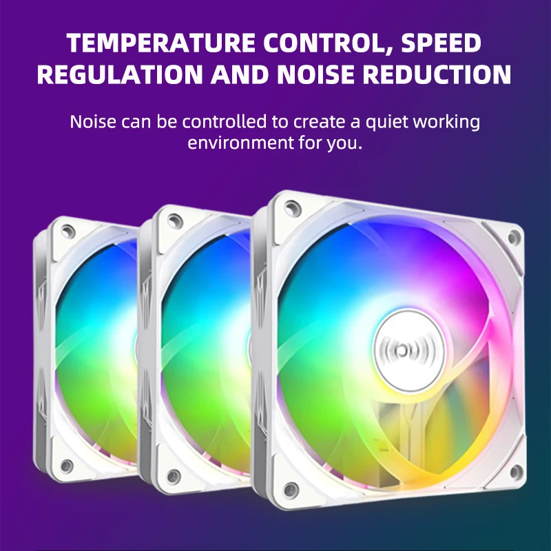 Комплект вентилатора за охлаждане TEUCER AF-10 за PC на 12 см, висока производителност 4Pin PWM ARGB, безшумен вентилатор за кутията на компютъра за по-хладните и радиатори с водно охлаждане Изображение 3