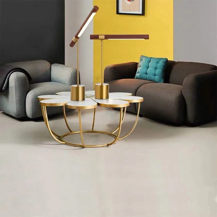 Мебели за дневна форма на листенце от неръждаема стомана със сгъваеми плота на масичката за кафе Изображение 3