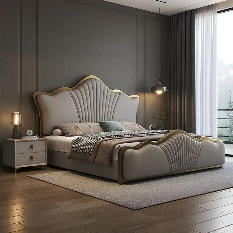 Модерна минималистичная кожено легло Napa, 1.8 м двойно легло king size в главната спалня, на 1,5 м за едно легло, висококачествена и лесна луксозно легло за съхранение на вещите Изображение 1