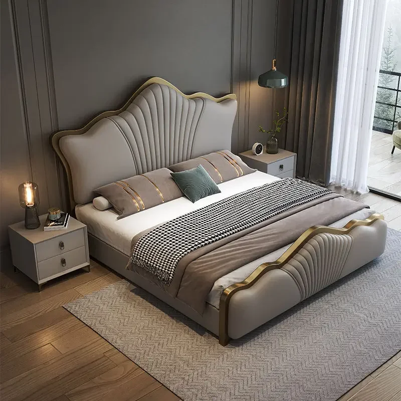 Модерна минималистичная кожено легло Napa, 1.8 м двойно легло king size в главната спалня, на 1,5 м за едно легло, висококачествена и лесна луксозно легло за съхранение на вещите Изображение 2