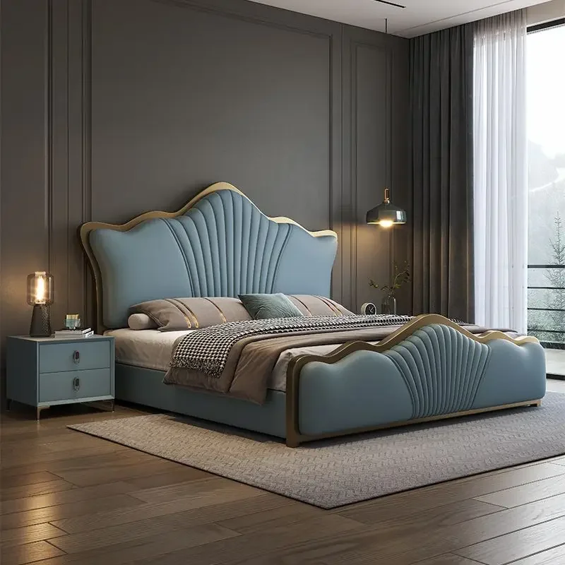 Модерна минималистичная кожено легло Napa, 1.8 м двойно легло king size в главната спалня, на 1,5 м за едно легло, висококачествена и лесна луксозно легло за съхранение на вещите Изображение 3