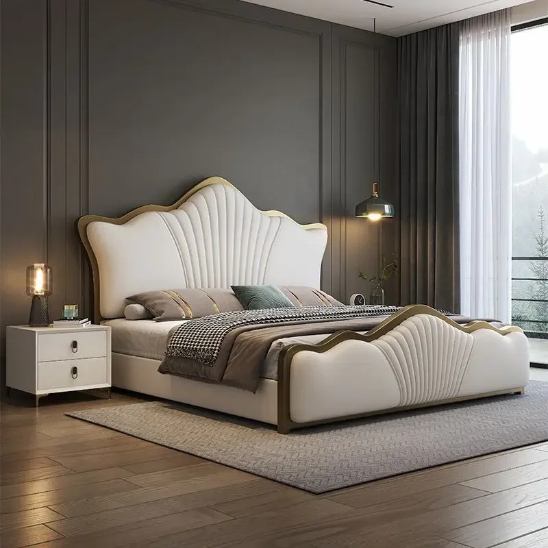 Модерна минималистичная кожено легло Napa, 1.8 м двойно легло king size в главната спалня, на 1,5 м за едно легло, висококачествена и лесна луксозно легло за съхранение на вещите Изображение 4
