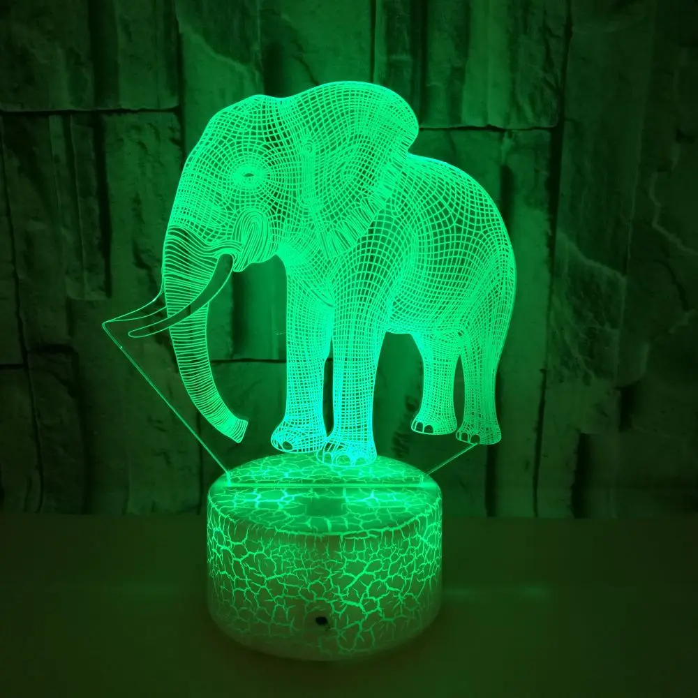 Нощна Лампа Nighdn Elephant за деца 3D Illusion Night Lamp 7 цвята Декор за съблекални за рожден ден, Коледни подаръци за момчета и момичета Изображение 0