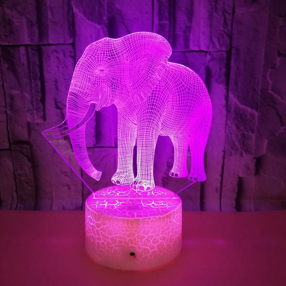 Нощна Лампа Nighdn Elephant за деца 3D Illusion Night Lamp 7 цвята Декор за съблекални за рожден ден, Коледни подаръци за момчета и момичета Изображение 1