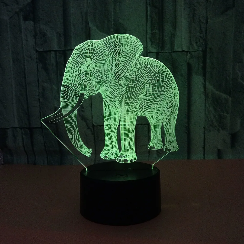 Нощна Лампа Nighdn Elephant за деца 3D Illusion Night Lamp 7 цвята Декор за съблекални за рожден ден, Коледни подаръци за момчета и момичета Изображение 2