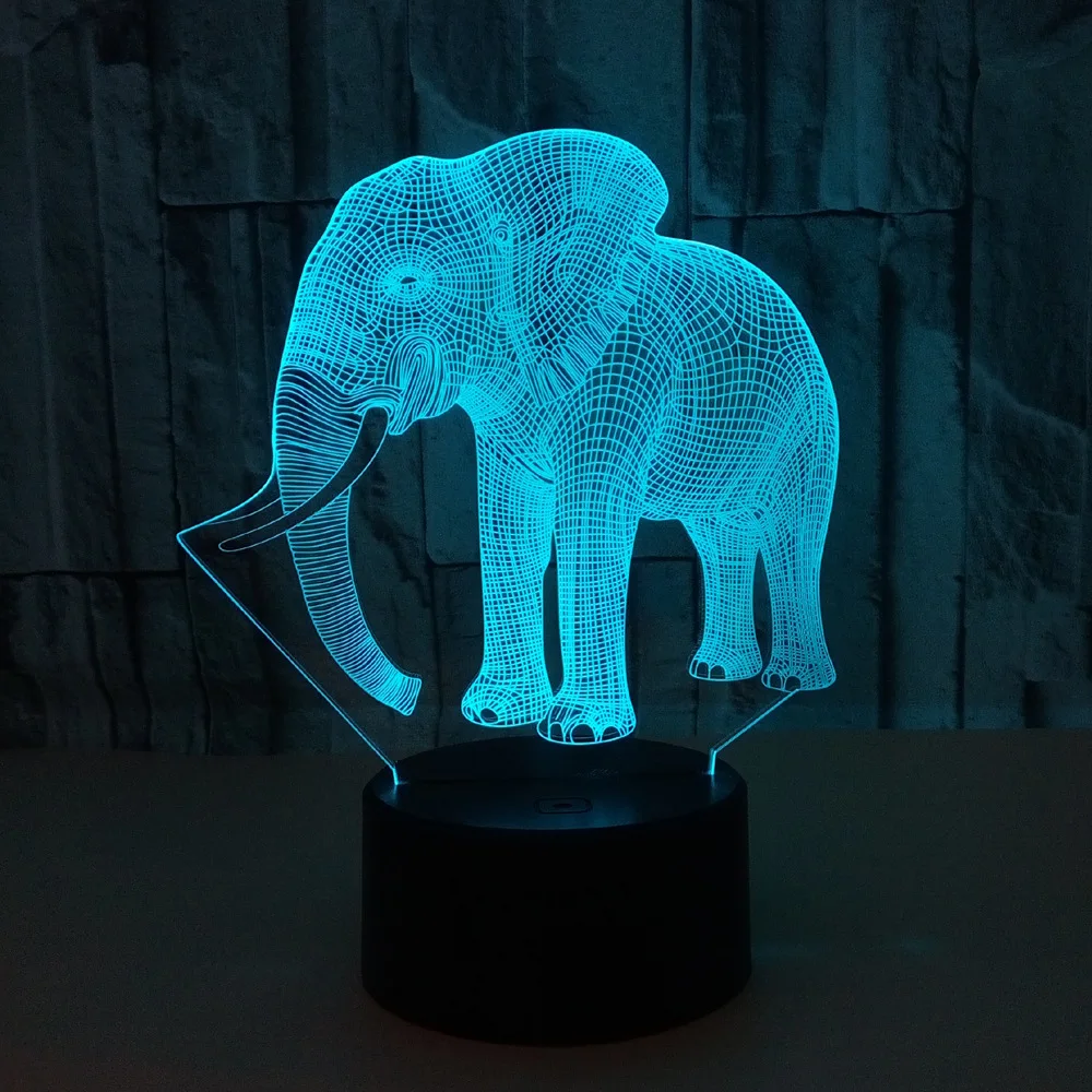 Нощна Лампа Nighdn Elephant за деца 3D Illusion Night Lamp 7 цвята Декор за съблекални за рожден ден, Коледни подаръци за момчета и момичета Изображение 3