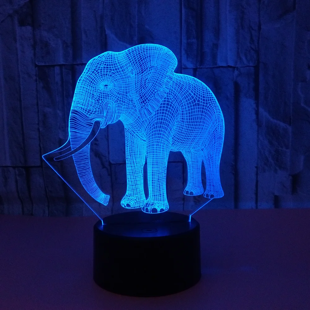 Нощна Лампа Nighdn Elephant за деца 3D Illusion Night Lamp 7 цвята Декор за съблекални за рожден ден, Коледни подаръци за момчета и момичета Изображение 4
