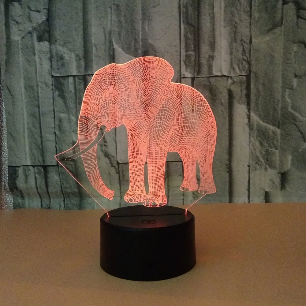 Нощна Лампа Nighdn Elephant за деца 3D Illusion Night Lamp 7 цвята Декор за съблекални за рожден ден, Коледни подаръци за момчета и момичета Изображение 5