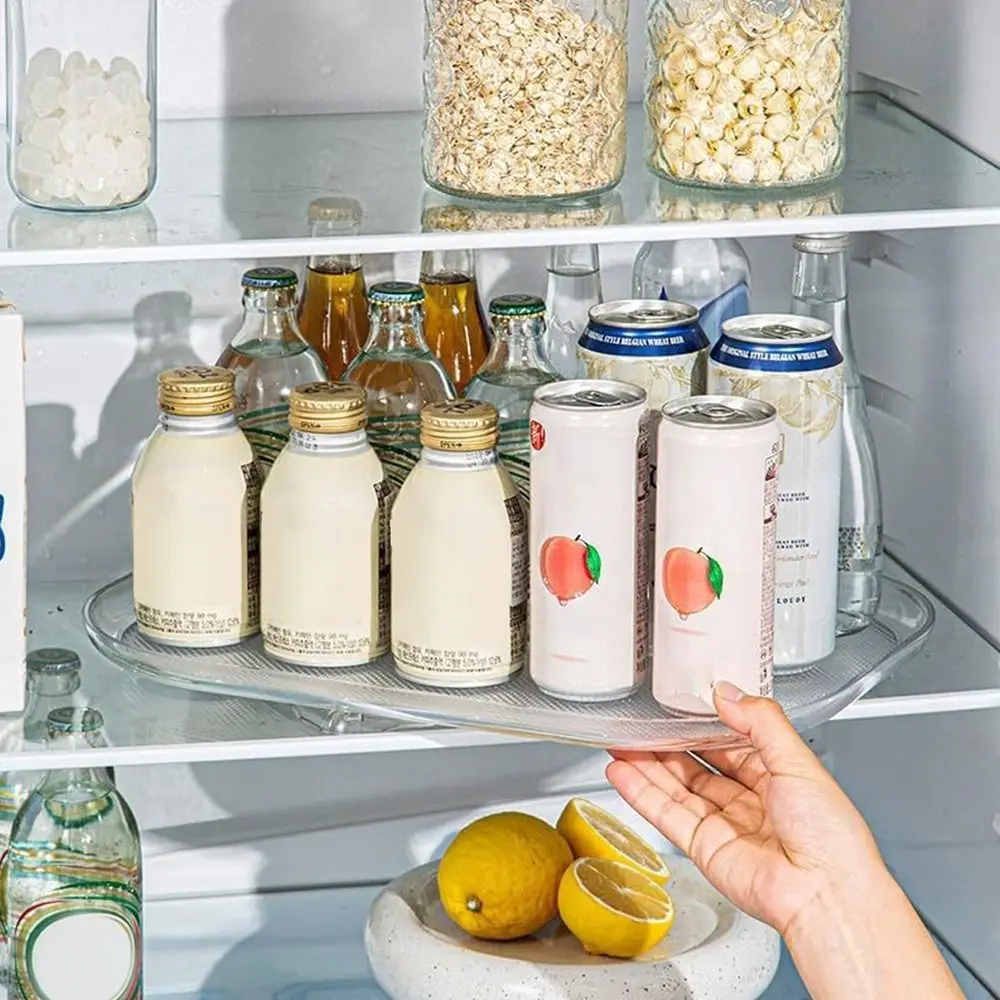 Органайзер за хладилник с Отточна тръба на шарнирна връзка правоъгълен рафтове за съхранение на 360 градуса Прозрачен рафтове за кухненски шкаф Изображение 2