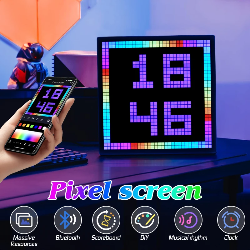 Пиксельный дисплей с led матрица, Управление на смарт приложение, Програмируем екран, Анимационна рамка САМ RGB, Пиксельный декор домашна игрална стая Изображение 0
