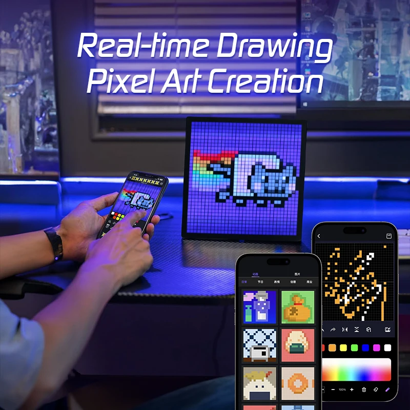 Пиксельный дисплей с led матрица, Управление на смарт приложение, Програмируем екран, Анимационна рамка САМ RGB, Пиксельный декор домашна игрална стая Изображение 4