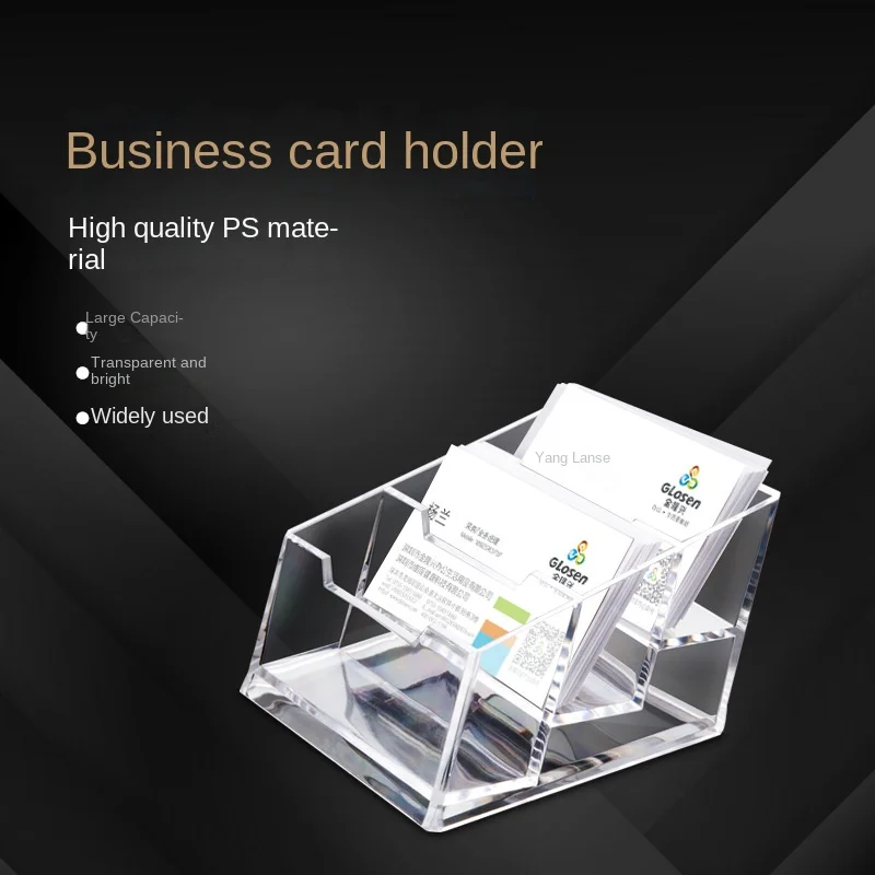 Поставка за именен картон Прозрачна Пластмасова настолна кутия за съхранение на визитни картички, единични, двойни, трислоен калъф за визитни картички Изображение 2