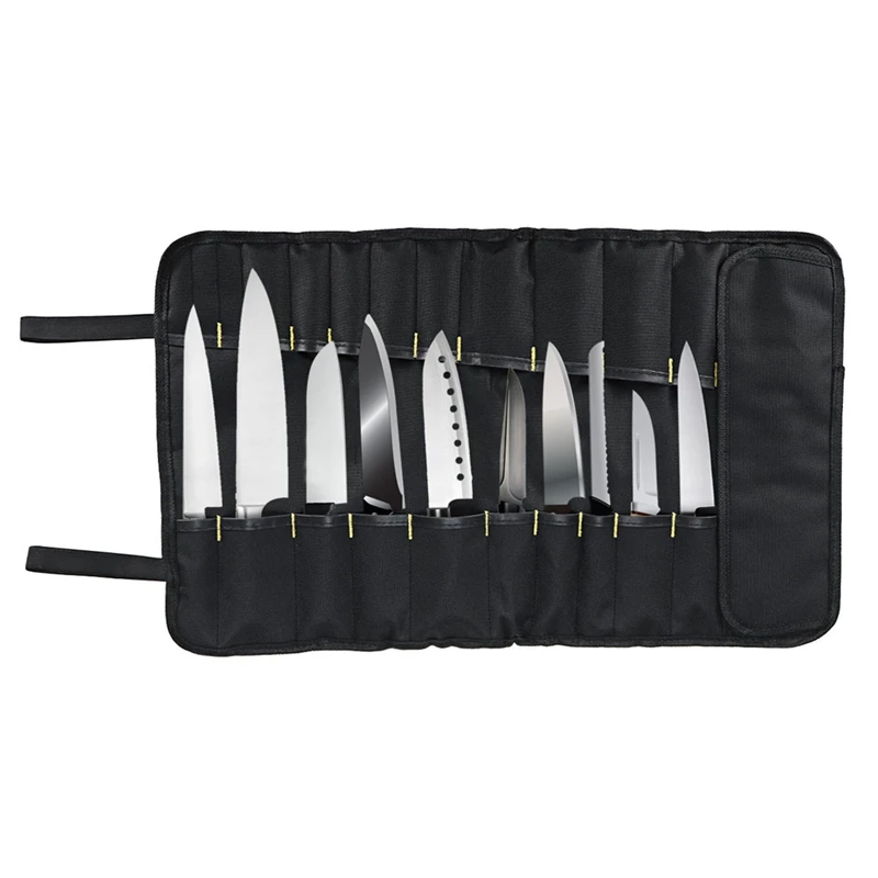 Професионална чанта за съхранение на прибори за хранене Chef Bag чанта за готвачи, побира до 22 ножове, черна Изображение 5