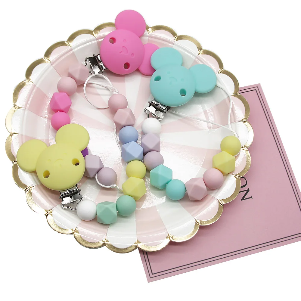 Сладко-idea Цветни бебешки силиконови перли, 1 комплект Пустышек, скоба за детски играчки-прорезывателей, Аксесоар, Окачване-прорезыватель, направи си сам, без Бисфенол А. Изображение 4