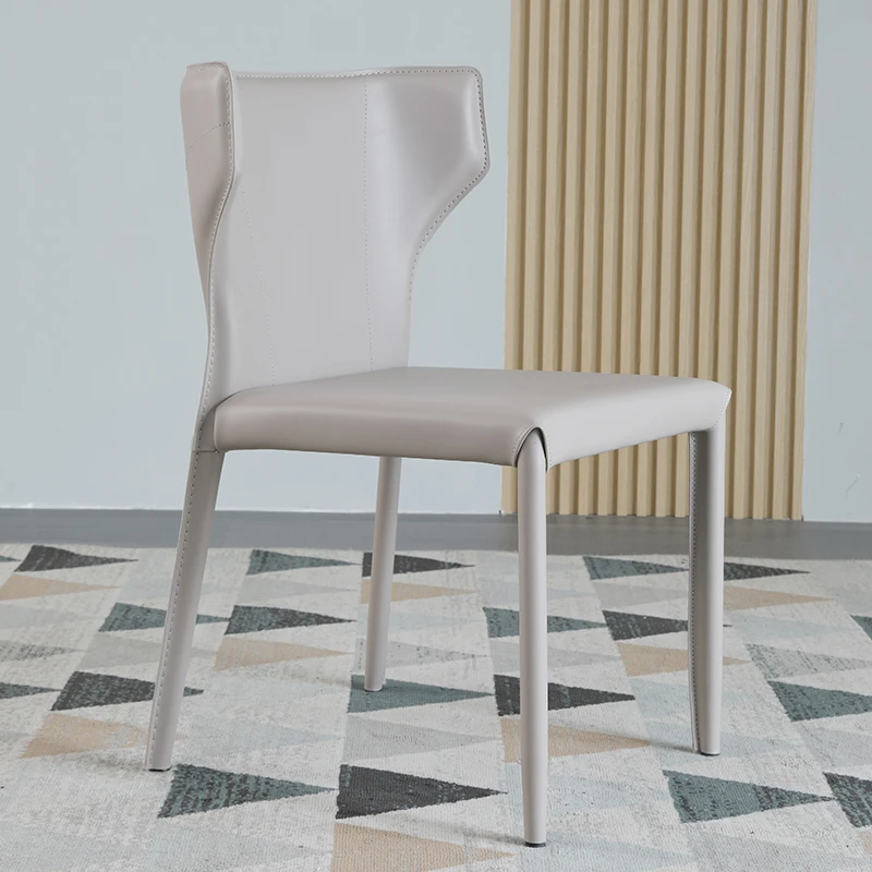 Удобни метални трапезни столове Модерна безплатна доставка Дизайнерски стол от неръждаема стомана от естествена кожа-Модерни италиански мебели Sillas Изображение 0