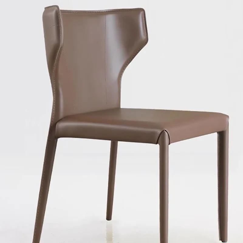 Удобни метални трапезни столове Модерна безплатна доставка Дизайнерски стол от неръждаема стомана от естествена кожа-Модерни италиански мебели Sillas Изображение 3