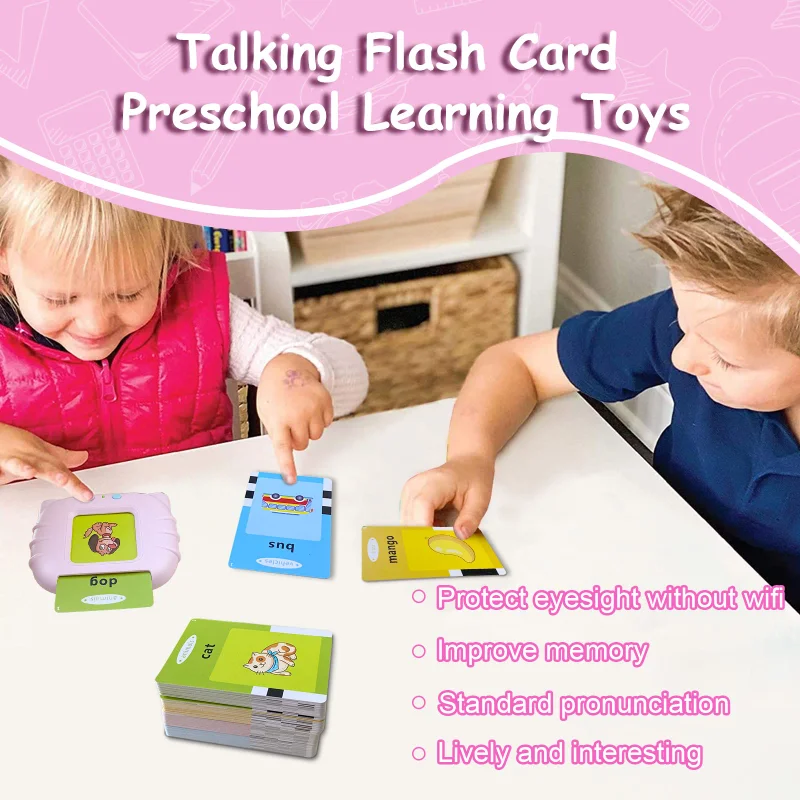 Четец на флаш карти за изучаване на език с 224 други думи - играчка за ранно обучение на деца, говорна и предучилищна възраст, образование за деца Изображение 4
