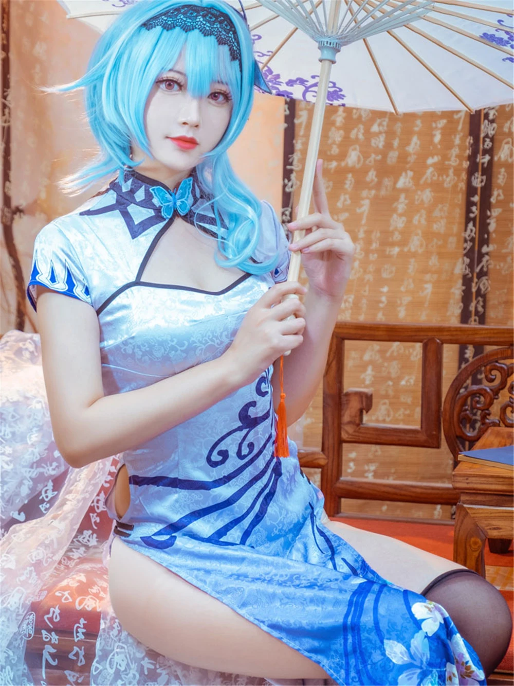 AGCOS Customsizd Genshin Impact Eula Cosplay костюм Женствена рокля Рокля на Играта Eula Секси cosplay Изображение 5